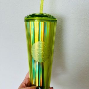 NWT Starbucks 2023 Summer Lime Green Kaleidoscope Dome Lid 24oz  Tumbler